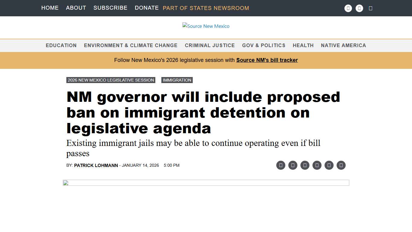NM governor will include proposed ban on immigrant detention on legislative agenda • Source New Mexico